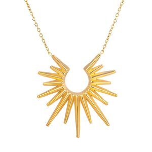18K Gold Plated Women's Burst Statement Necklace Hypoallergenic Waterproof